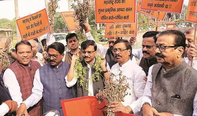 Shiv Sena MPs protest at Parliament House. Neeraj Priyadarshi
